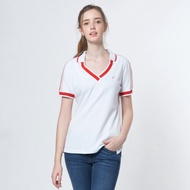 Nautica女裝V領造型短袖POLO衫-白
