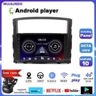 MUJAJNDO for Mitsubishi pajero 2006-2011 1 2 4 8GB RAM car stereo head unit android10.1 9.1 9inch carplay android auto with 4G DSP 360 panorama dashcam navigation wifi touch screen bluetooth with frame harness plug play 2din