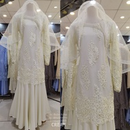 Baju Kurung Moden Lace AULIA Cream - Koleksi Baju Raya 2021 Set couple Sedondon Nikah Pengantin Sanding