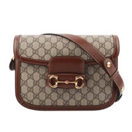 【GUCCI】GG Supreme帆布皮革Horsebit 1955斜背包(棕色) 602204 92TCG 8563