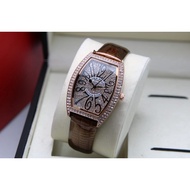 ☊Franck Muller Gem Analog Leather Elegant / Frank Muller Women's Watches