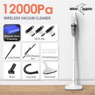 ✉☌✘  White Dolphin Cordless Chargable Household Vacuum Cleaner for Home Office Car Pet Hair 12000Pa Suction Handheld Vacuum Cleaner