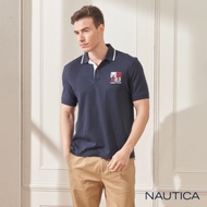 Nautica純棉簡約刺繡短袖POLO衫-深藍