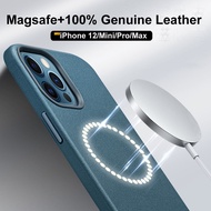 ซองหนังแท้หรูหราสำหรับ Iphone 12 Pro Max Case Mag Safe Wireless Charger เคสแม่เหล็กสำหรับ Iphone 12 Mini Case 360 Cover