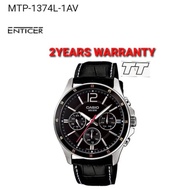 WARRANTY] Original [2YEARS Casio MTP-1374L-1AV Men Youth Enticer Leather MTP-1374L 1374 1374L-1A MTP1374L