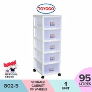 Toyogo 802-5 Plastic Storage Cabinet / Drawer With Wheels (5 Tier)
