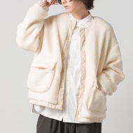 日本 OMNES - (爸爸)泰迪熊毛絨保暖外套/圓領-米