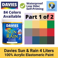 Metal acrylic paint 
Pastel color 
Acrylic paint 
Basic color Davies Sun and Rain 4 Liters (Gallon) Elastomeric Paint 100  Acrylic Waterproofing Primer-Less PART1