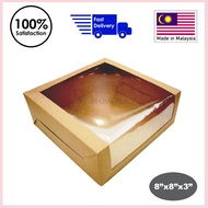 [My Baking Place] L Shape Window Box ( Brown Kraft ) 8"x8"x3" Folding Box, Cake Box, Multi-purpose Box