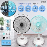 勳風 14吋 旋風式充電插座二用DC直流循環電風扇 HF-B26U 經典黑/湖水藍