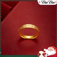 cincin emas asli 24 karat 1 gram ada surat/Cincin pasangan emas asli Hong Kong/pria dan wanita dewasa 5201314 cincin/hadiah liburan pernikahan pernikahan/ukuran 7-8