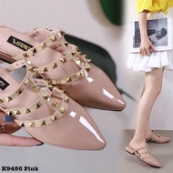 HIPZO_SHOPรองเท้าคัชชูเปิดส้นประดับหมุด Kitepretty รุ่น K9456