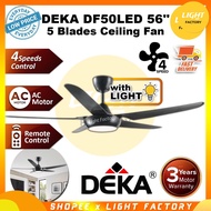 DEKA DF50LED 56" / ECOLUXE ECO-515 56 Inches 5 Blades Remote Control Ceiling Fan With 3 Color LED Light Kipas Siling