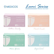 MEDICOS Ultra Soft 4ply Sub Micron Surgical Face Mask - Cotton Candy/Peach Crush/Neon Green/Aqua Coral [Bundle of 3]