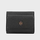 TORY BURCH Carter 防刮皮革壓釦三折零錢袋短夾 (黑色)
