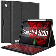 iPad Air 5th Generation Case with Keyboard iPad 10.9 2022 Keyboard Case with Pencil Holder 7 Color Backlit Detachable Bluetooth Keyboard Case for iPad 10.9" Air 5th 4th Gen iPad 11 Pro 2018,Black