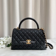 (Pre-loved) Chanel Medium 29cm Coco Handle in Black Caviar AGHW