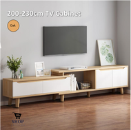 Modern Nordic Style TV Cabinet Extendable with drawer design (Oak/White) | Kabinet TV