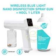 【Free 1 Liter HOCL 】 Wireless Blue Light Nano Disinfection Spray Gun / HOCL Disinfectant Spray Gun - (Ready Stock)