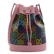 GUCCI 專櫃商品 598149 GG Psychedelic拼色單肩水桶包.粉/黑