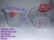 25pc 150ml segiempat SEGI4 cup gelas merpati thinwall thinwal wadah toples kotak tempat plastik untuk agar agar puding pudding jely jelly rujak