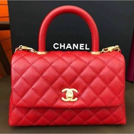 CHANEL COCO handle A92990 19 new red gold buckle lychee pattern cowhide