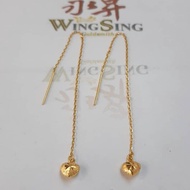 Wing Sing 916 Gold Long Drop Earrings Collection 1 - Subang Jatuh Jarum Anting Emas 916