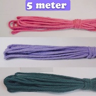 2mm/3mm/4mm Colour Macrame Cotton Rope/3 strands Macrame Cord /Weaving/Benang Macrame /三股绵绳-粗/彩色[5 meter]
