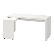 MALM L型書桌/工作桌, 白色
