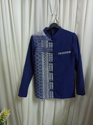 เสื้อสุภาพบุรุษแขนยาวแต่งลายขิดขอ sssss เสื้อผ้ามัดหมี่ลายพระราชทานท่านหญิงสิริวัณณวรีฯ