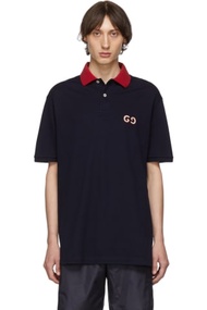 GUCCI 海军蓝 GG 刺绣 Polo 衫 海军蓝 GG 刺绣 Polo 衫