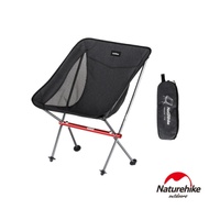 Naturehike YL05超輕戶外便攜鋁合金靠背耐磨折疊椅 附收納包 黑色-急
