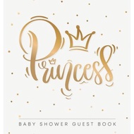 Princess! Baby Shower Guest BookCute gold letters royal crown and confetti theme hardback