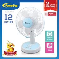 PowerPac Table fan, Desk fan 12 Inch with Oscillation &amp; Timer (PPTF303)