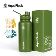 √AQUAFLASK (32oz) AQUA FLASK Wide mouth w/ flip cap/ spout lid/ flexible cap Vacuum Insulated Stainl