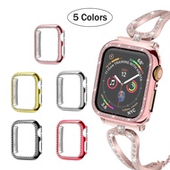 แฟชั่นกรณีเพชรสำหรับ Apple Watch ซีรีส์ 5 4 40 มิลลิเมตร 44 มิลลิเมตรหน้าจอฝาครอบป้องกันพีซีนาฬิกากรณีสำหรับ Apple Watch 3 2 1 38 มิลลิเมตร 42 มิลลิเมตร