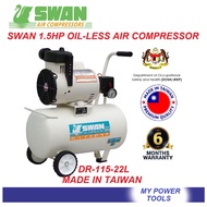 Swan DR 1.5HP 22L Oil-Less Silent Air Compressor (with JKKP Certified)
