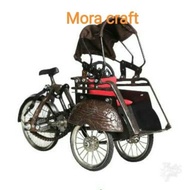 Becak mini logam Diecast