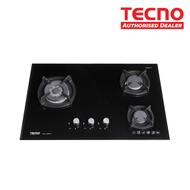 Tecno 3-Burner Glass Cooker Hob with Inferno Wok Burner Technology T23TGSV