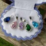 loket permata silver 925, loket permata perak 925, loket silver batu merah, loket hijau,loket biru aqua, pendant silver