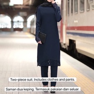 2 Pcs Suit Baju Raya 2021 Jubah Muslimah Suit Set Warda Lara Pakaian Abaya Seluar Raisya Muslim Wear Tshirt Baju Kurung Moden Blouse Muslimah Dress Muslimah Kebaya Baju Melayu Kaftan Peplum Palazo Fashion Women Clothing Clothes Wanita Murah Plus Size b02