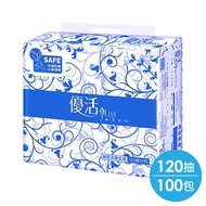 【優活】抽取式衛生紙 120抽X100包/箱-4710901898342(100包,每包8.7元)
