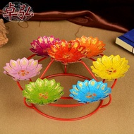 供佛燈 七彩燈座雙片蓮花燈架佛燈供燈蠟燭臺佛教供奉用品 瑪麗蘇
