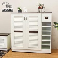 【南亞塑鋼】3.5尺二門單抽右開放塑鋼百葉鞋櫃(胡桃色+白色)
