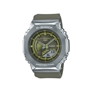 CASIO卡西歐 G-SHOCK 八角金屬殼雙顯手錶-銀x綠_GM-S2100-3A_40.4mm