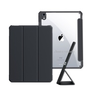 XUNDD軍事筆槽版 2020 iPad Air 4 10.9吋 鏡頭全包休眠喚醒 磁吸支架平板皮套(極簡黑)