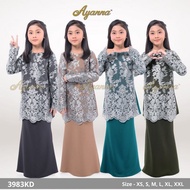 Soraya 3983KD-4 (XS-XXL)  Baju Kurung Lace Budak Sedondon Dark Grey Light Khakis Teal Green Olive green by Ayanna