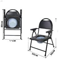 discountMedicus 619A Heavy Duty Foldable Commode Chair with Chamber Pot Arinola with Chair (Black)
