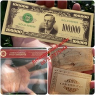 Uang souvenir soufenir gold foil goldfoil 100.000 100000 dollar