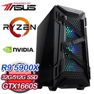 華碩系列【鋼彈薩克-第3話】AMD R9 5900X十二核 GTX1660S 電競水冷電腦(32G/512G SSD)